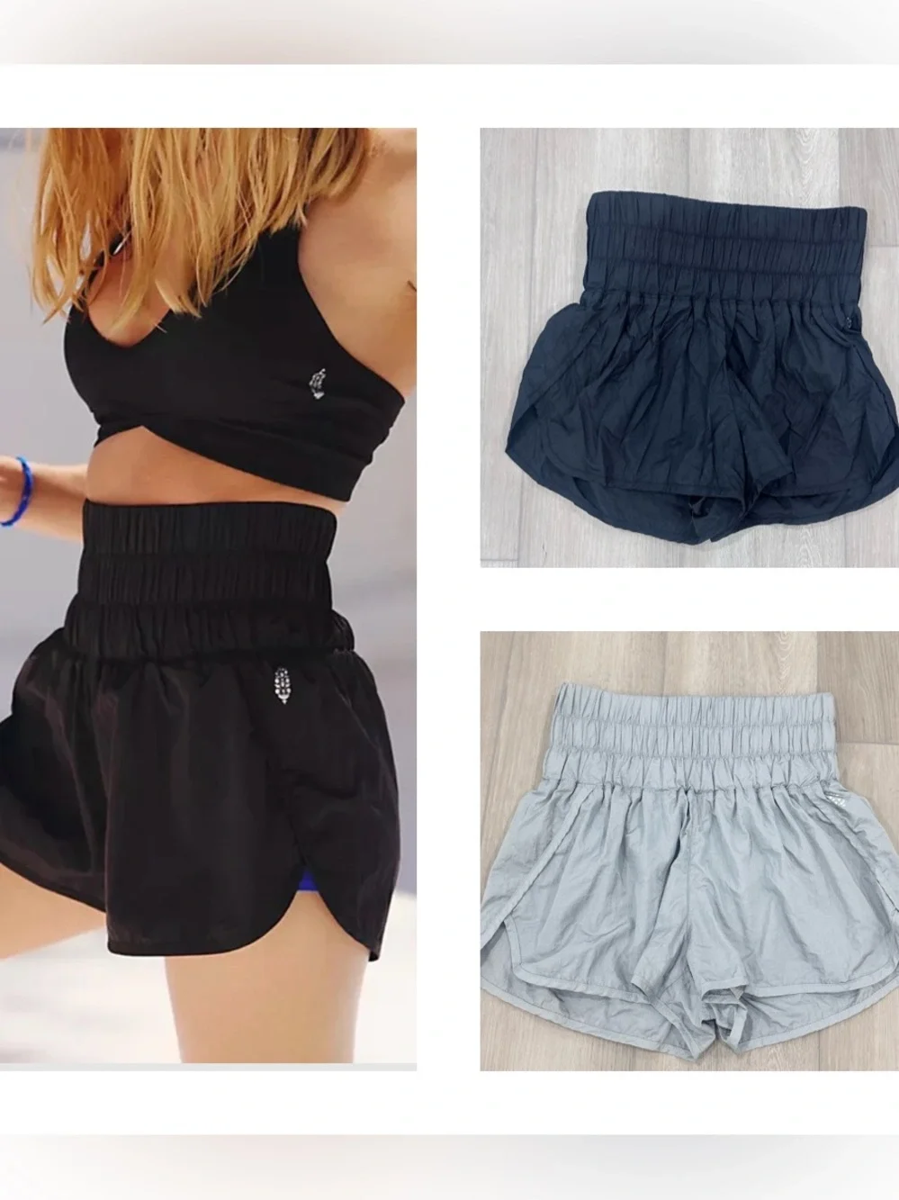 Free people movement the way home run high rise shorts small black and grey